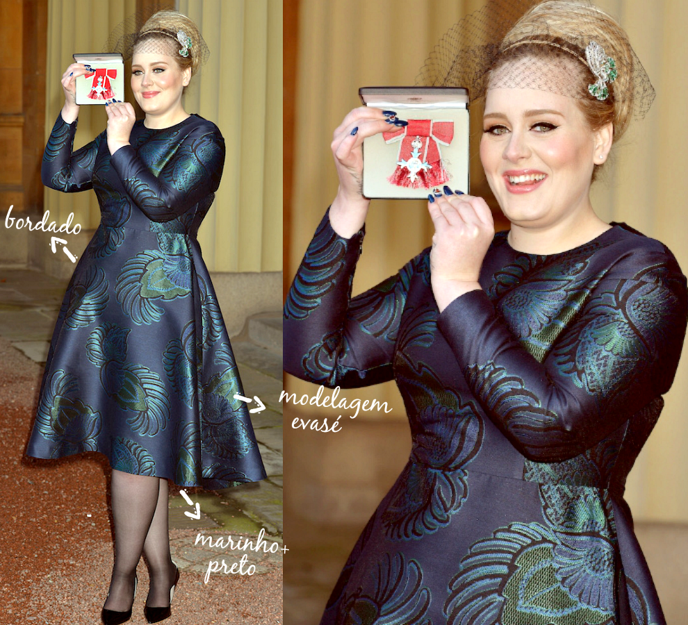 blog de moda | moda | sobre moda | look das famosas | famosas e moda | Adele | look de Adele | Adele recebe prêmio MBE | make Adele | weekend inspiration