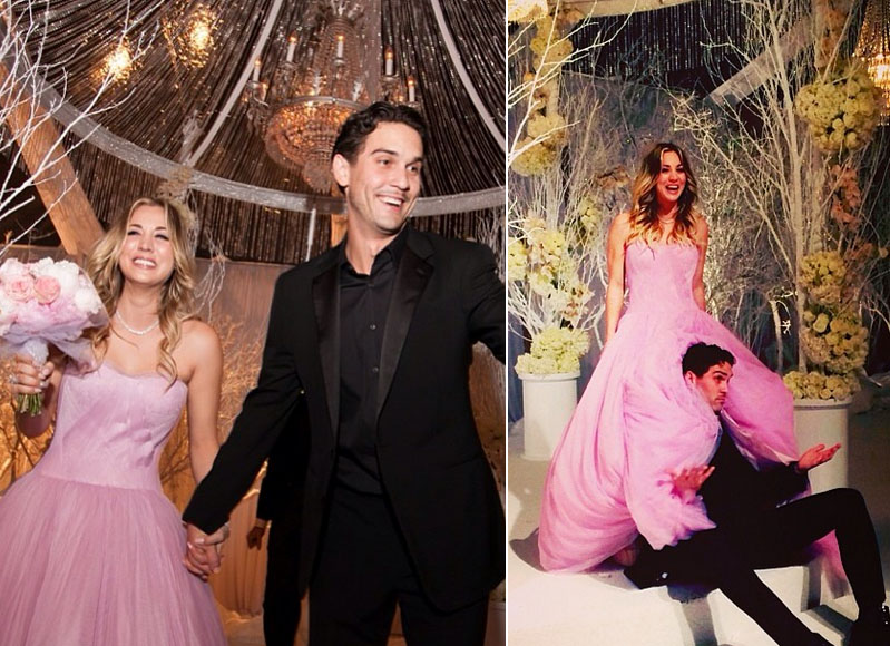 blog de moda | entretenimento | moda | noivas | moda noivas | noiva rosa pode | atriz Kaley Cuoco se casa de rosa | vestidos de noiva | casamento